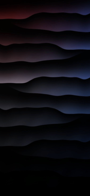 Smooth wave-like patterns in black, purple, and blue gradients create a serene abstract effect | 8K Wallpaper for Mobile