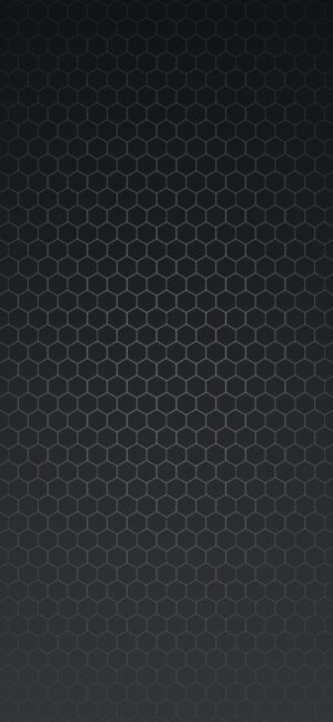 Hexagonal geometric pattern, minimalist design with black and gray shades on a dark background | 8K Wallpaper, for Mobile