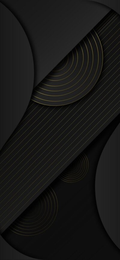 Abstract geometric design with black shades and gold accents creating a modern aesthetic | 8K Wallpaper for Mobile