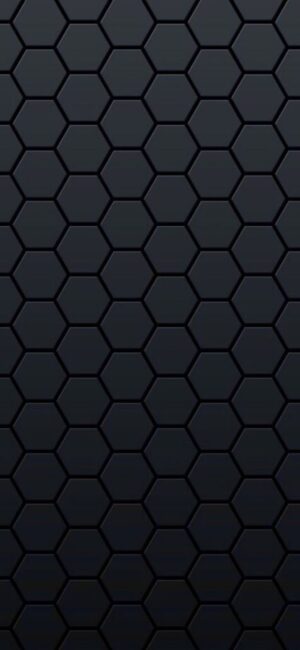 Dark hexagon textured pattern creating a sleek, geometric design. Modern, futuristic aesthetic | 8K Wallpaper for Mobile