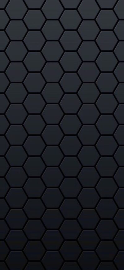 Dark hexagon textured pattern creating a sleek, geometric design. Modern, futuristic aesthetic | 8K Wallpaper for Mobile