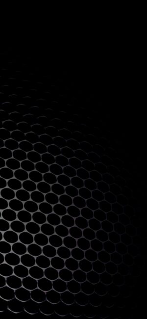 Dark honeycomb pattern on a black background, offering a sleek, tech-like look | 8K Wallpaper | for Mobile