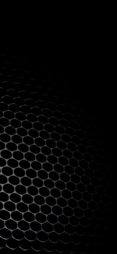 Dark honeycomb pattern on a black background, offering a sleek, tech-like look | 8K Wallpaper | for Mobile