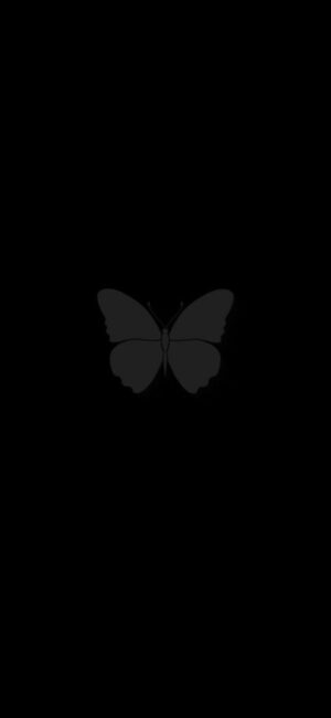 Minimalistic butterfly silhouette on black background, showcasing symmetry and elegance | 8K Wallpaper for Mobile