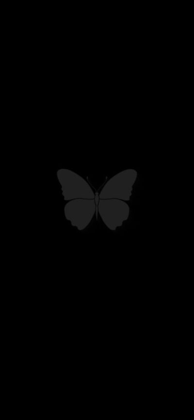 Minimalistic butterfly silhouette on black background, showcasing symmetry and elegance | 8K Wallpaper for Mobile