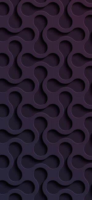 Dark abstract geometric pattern with interlocking shapes creating depth, in black and purple | 8K Wallpaper for Mobile