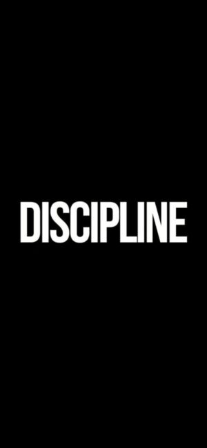 "DISCIPLINE" in bold white on black | 4K Wallpaper for Mobile | Black & White | Minimalism & Motivational Styles