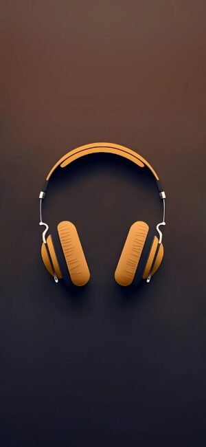 Stylish orange headphones on a dark gradient background | Mobile 4K Wallpaper