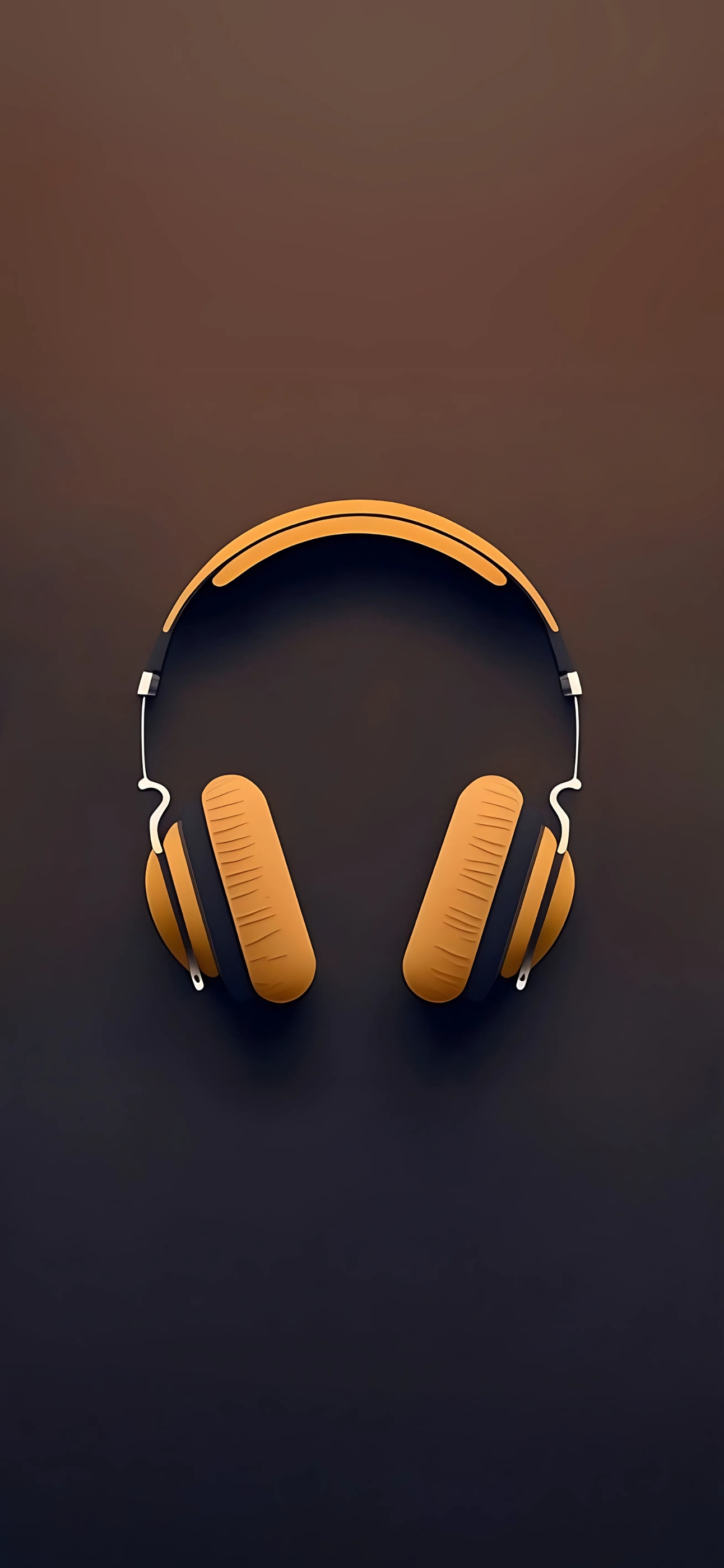 Stylish orange headphones on a dark gradient background | Mobile 4K Wallpaper