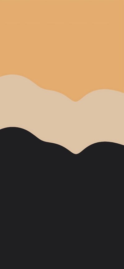 Minimalist abstract wallpaper with curved layers in orange, black, and beige | 4K Wallpaper for Mobile