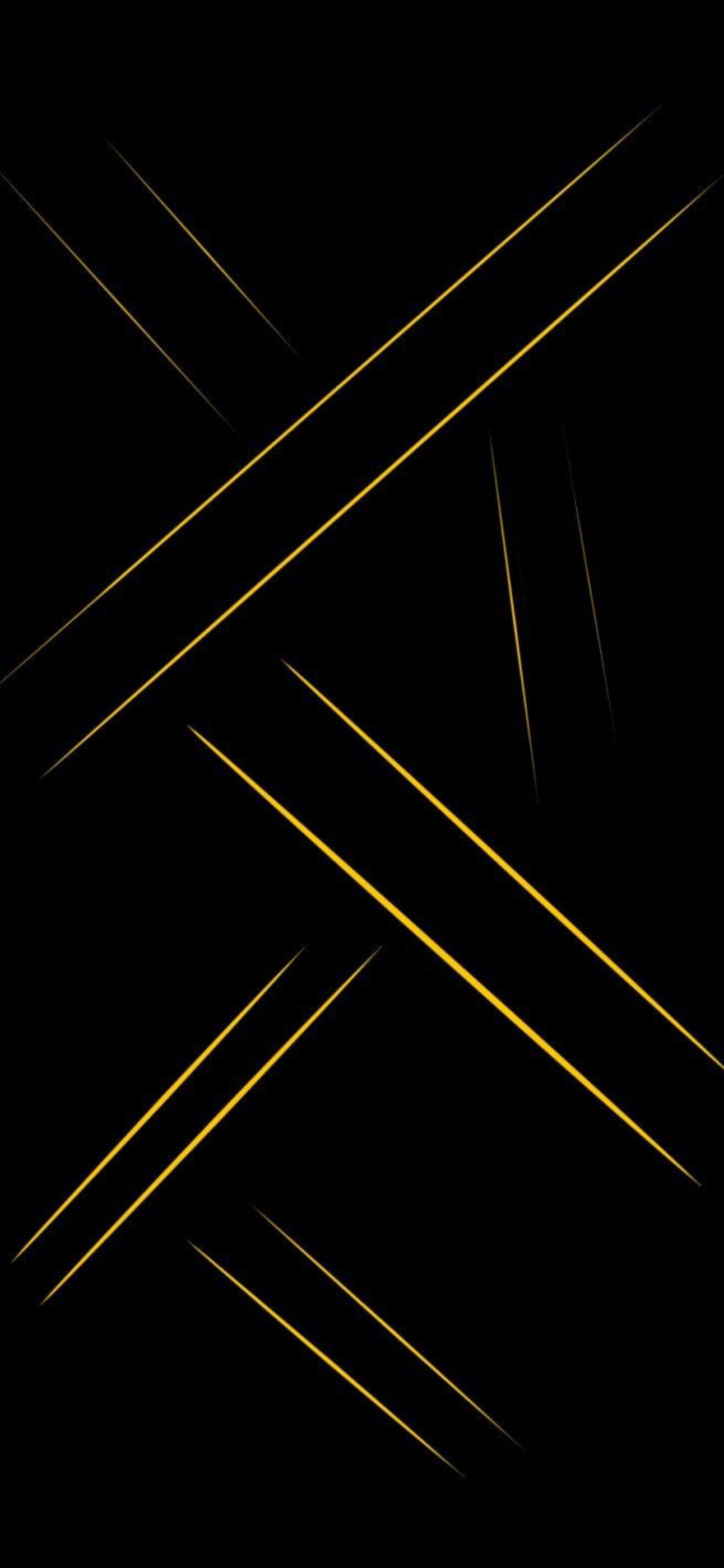 Abstract diagonal yellow lines on a black backdrop, exuding a modern vibe | 4K Wallpaper, for Mobile | Yellow & Black.