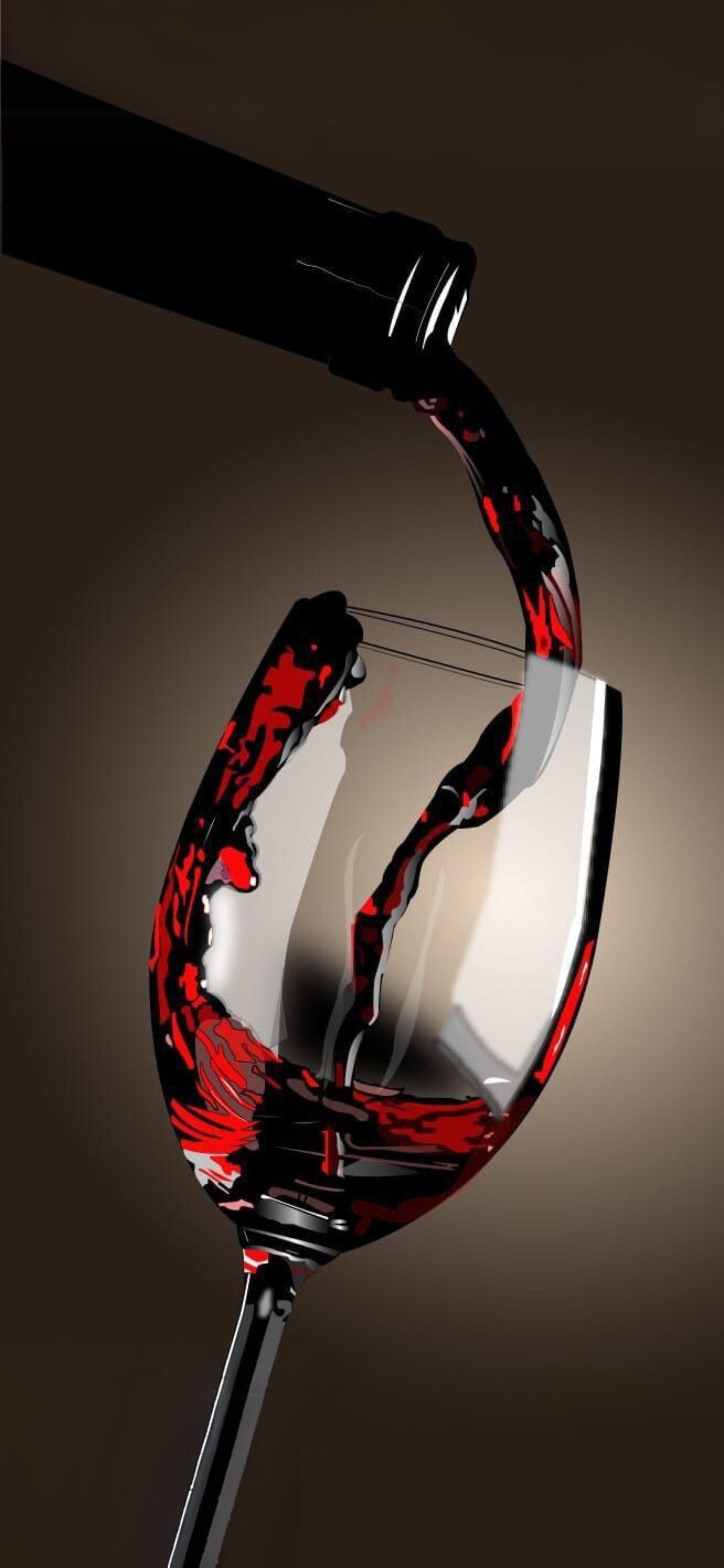 Red wine pouring into a glass with a dark background | 4K Wallpaper for Mobile | Red, Black, Brown | Abstract, Dark, Minimalism