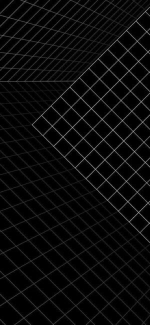 Minimalist geometric pattern with intersecting white grid lines on a black background. Modern abstract design for mobile | 4K Wallpaper.