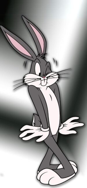 Bugs Bunny with a playful expression on shaded black, white, and gray background | 4K Wallpaper for Mobile