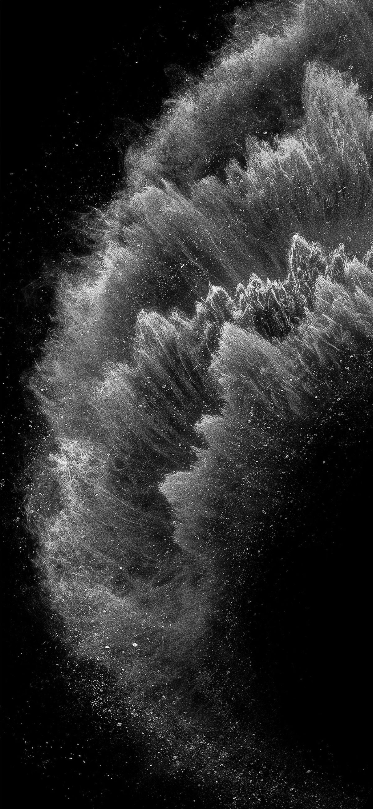 Abstract black and white cloud of dust design wallpaper for mobile, featuring dynamic textures and gradients | 4K Wallpaper