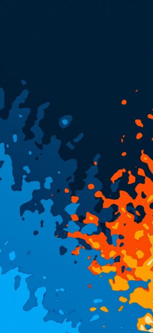 Abstract wallpaper with flowing blue and orange shapes, dynamic artistic effect | 4K Wallpaper | for Mobile