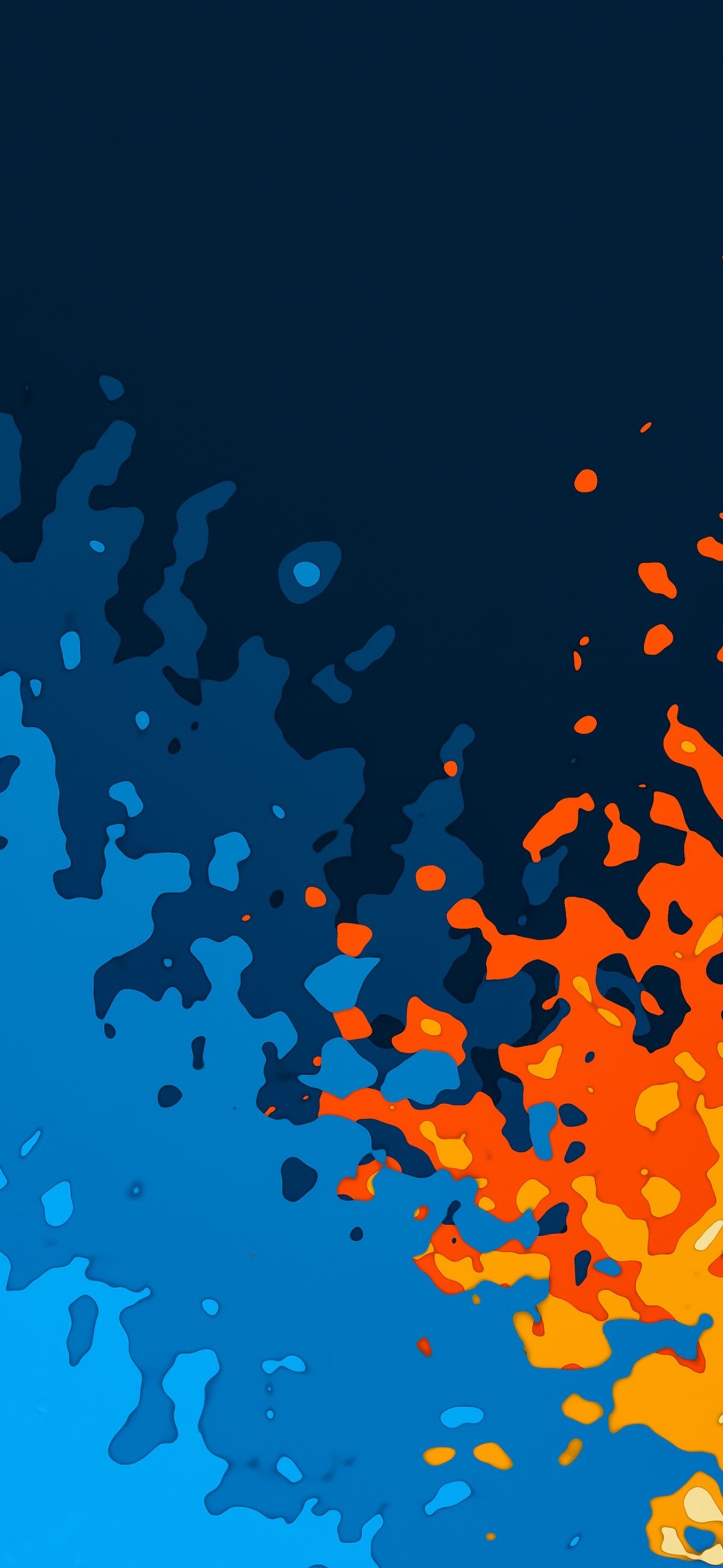 Abstract wallpaper with flowing blue and orange shapes, dynamic artistic effect | 4K Wallpaper | for Mobile