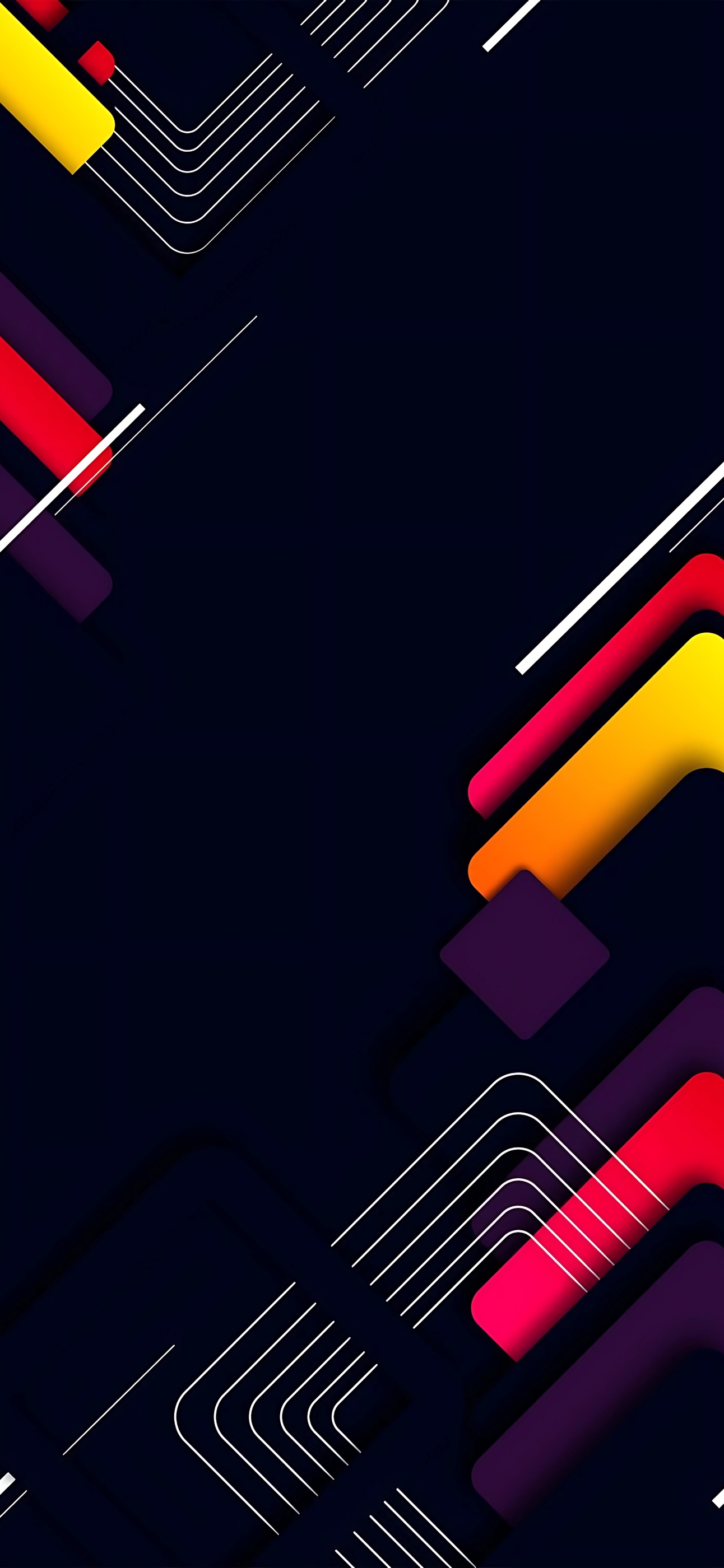 Alt tag: Abstract geometric design in red, yellow, purple, white on dark background | 4K Wallpaper for Mobile | Modern & Dynamic Visual