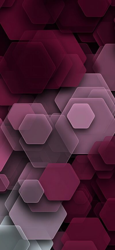 Abstract hexagonal design in maroon and blush pink; modern geometric pattern. Perfect for contemporary digital flair | 4K Wallpaper for Mobile