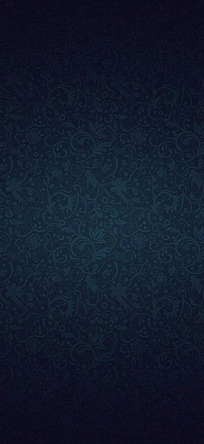 Dark floral pattern with swirling vines and teal-black elegance | 4K Wallpaper for Mobile