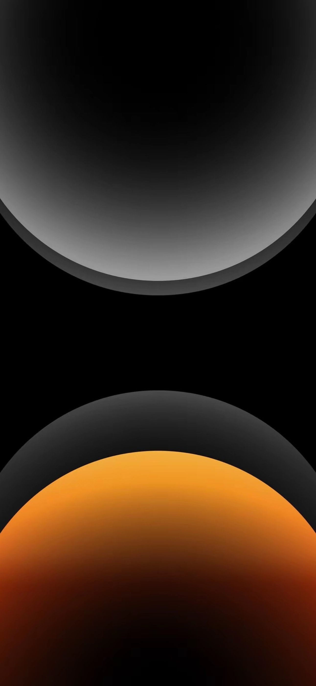 Abstract circular gradients in grey and orange on a black background | 4K Wallpaper, ideal for Mobile | Black, Grey, Orange