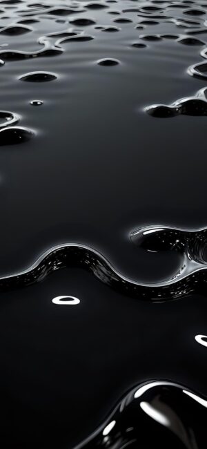 Fluid metallic waves on black background create a sleek, modern abstract design | 4K Wallpaper for Mobile