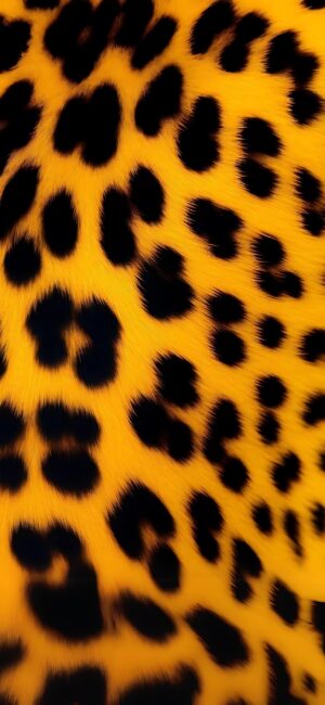 Leopard print pattern with black spots on yellow-orange background | 4K Wallpaper for Mobile | Bold and wild animal-inspired design.