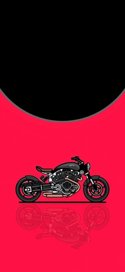 Stylized motorcycle on red & black minimalistic background | Striking design in 4K Wallpaper for Mobile | Motorcycle Wallpaper.