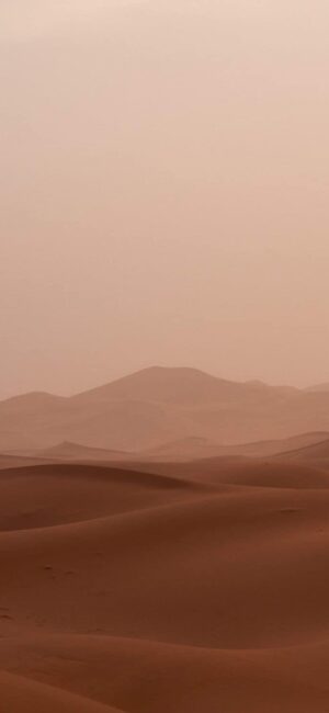 Serene desert with sand dunes under a muted sky | Sand-Brown, Beige | Nature, Landscape, Minimalism | 4K Wallpaper for Mobile