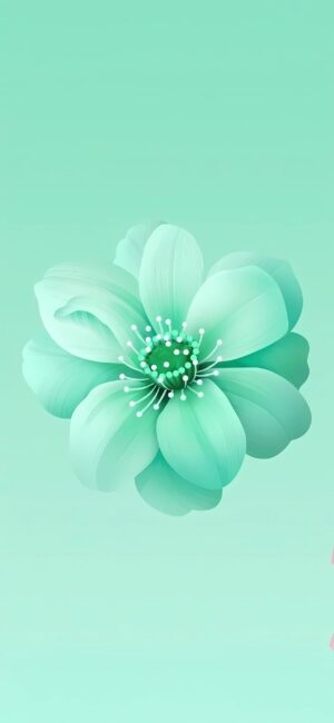 Mint green floral design with a delicate flower on a gradient background | 4K Wallpaper, perfect for Mobile | Minimalist aesthetic