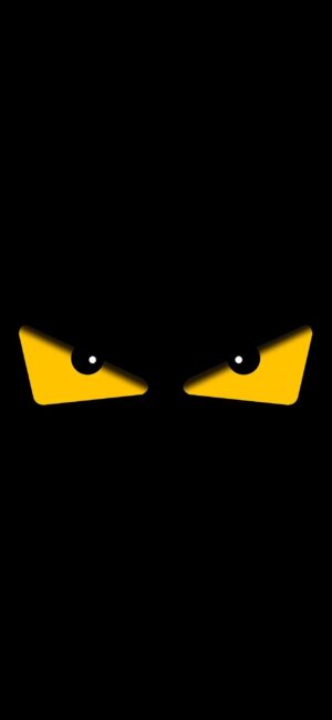 Mysterious black and yellow triangular eyes | 4K Wallpaper for Mobile | Yellow and black colors, minimalistic design.