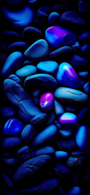 Smooth blue and purple pebbles, glossy texture creating an abstract, calming look for mobile | 4K Wallpaper