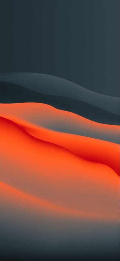 Abstract dark gray and vibrant orange waves create a dynamic flow | 4K Wallpaper for Mobile | Gray, Orange, Minimalism, Pattern