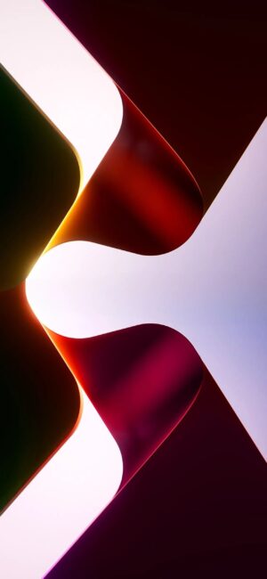 Abstract design with flowing red, orange, and purple shapes on white background | 4K Wallpaper for Mobile