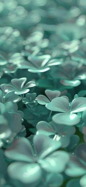 Close-up abstract teal leaves with serene bokeh background | 4K Wallpaper, for Mobile