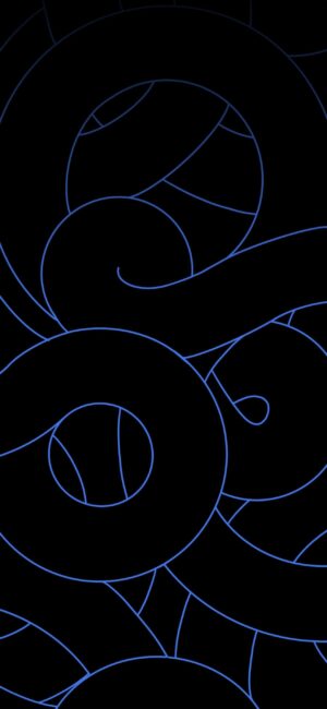 Abstract intertwining curves in glowing blue on black; modern design for mobile | 4K Wallpaper | Black & Blue | Abstract | Dark | Pattern