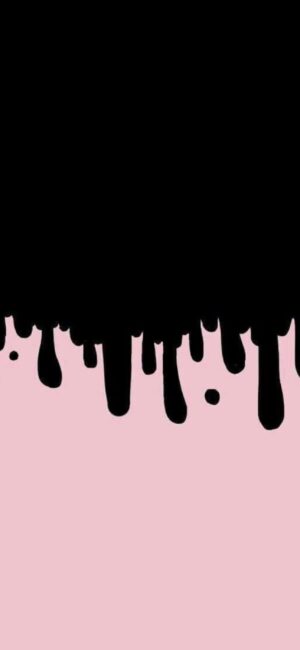 Abstract black paint drips on pink background creating a bold minimalistic look | 4K Wallpaper for Mobile | Black & Pink