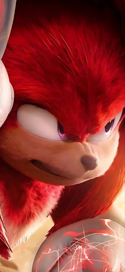 Knuckles from Sonic in 4K, featuring red, white, and beige hues. Ideal for Sonic fans | 4K Wallpaper for Mobile