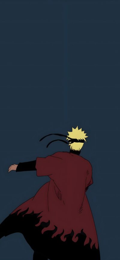 Naruto in dramatic pose | Deep blue background | 4K Wallpaper, for Mobile | Anime, Character, Fantasy | Blue, Red, Black