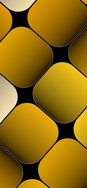 Abstract gold and yellow rounded rectangles on black background | 4K Wallpaper for Mobile