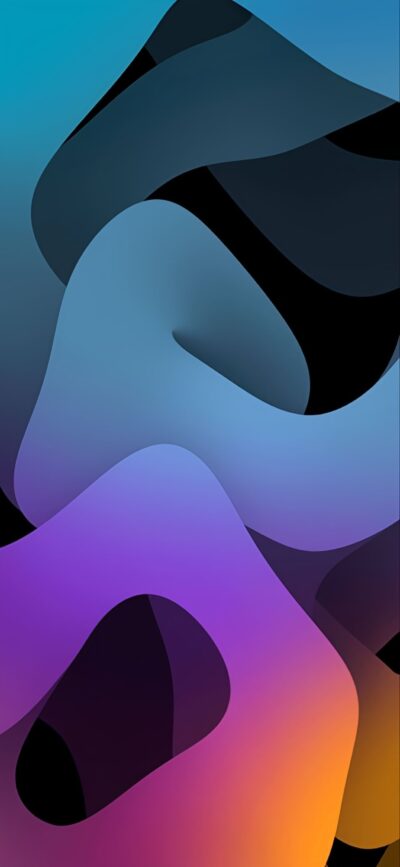 Abstract design with flowing shapes in blue, purple, and orange hues for a vibrant style | 4K Wallpaper for Mobile