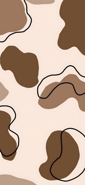 Abstract geometric patterns with brown, beige, and black shapes, creating a minimalistic design | 4K Wallpaper for Mobile