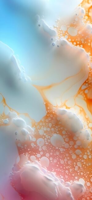 Abstract design with colorful bubbly texture in blue, orange, pink & white | 4K Wallpaper for Mobile | Abstract, Colorful, Gradient