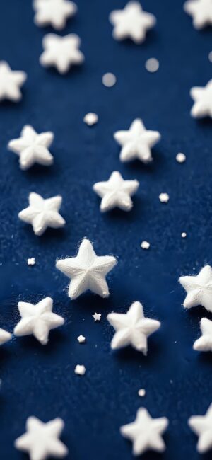 White stars on a dark blue background, celestial theme | 4K Wallpaper, for Mobile | Blue and white abstract space pattern.