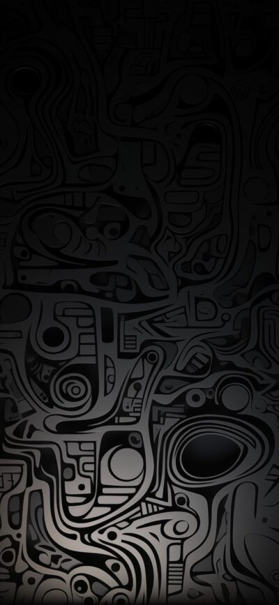 Abstract geometric patterns on dark tones create a mysterious, artistic vibe | Black and Gray | 4K Wallpaper | for Mobile