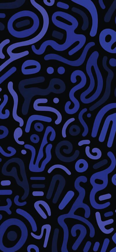 Abstract dark blue & black swirling shapes | Fluid dynamic pattern | 4K Wallpaper for Mobile | Black, Blue, Abstract