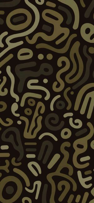 Abstract pattern with wavy lines in earthy tones, soothing design. Brown & black colors | 4K Wallpaper for Mobile