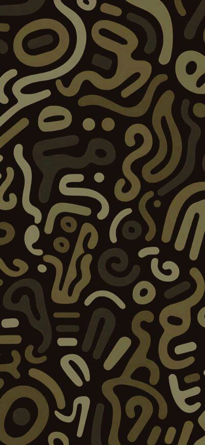 Abstract pattern with wavy lines in earthy tones, soothing design. Brown & black colors | 4K Wallpaper for Mobile