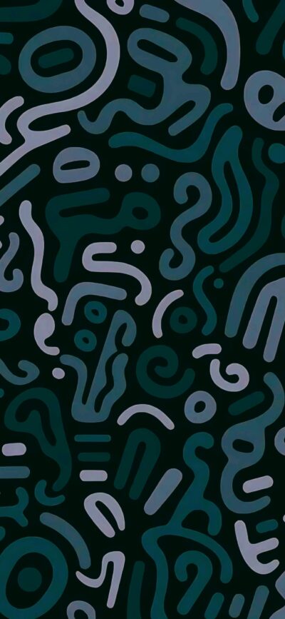 Abstract intertwining shapes in dark green and teal for modern art enthusiasts | 4K Wallpaper | for Mobile