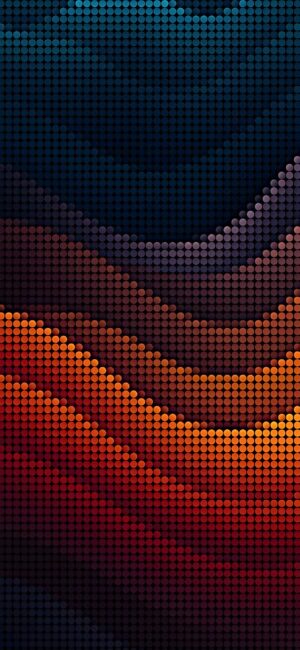 Abstract wavy mosaic design with dots in blue, purple, and orange shades | 8K Wallpaper for Mobile